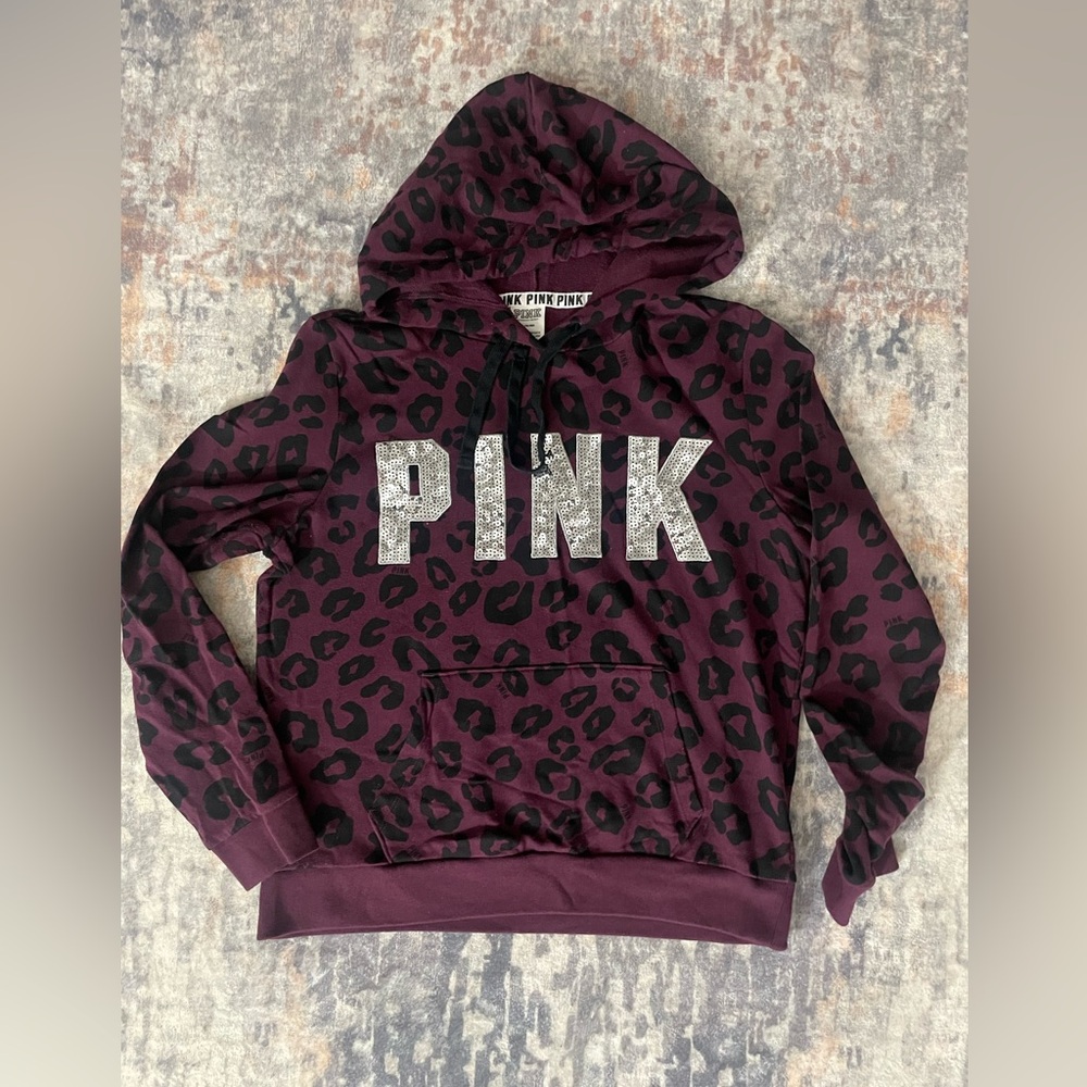 PINK Victoria's Secret Purple and Black Leopard Sweater